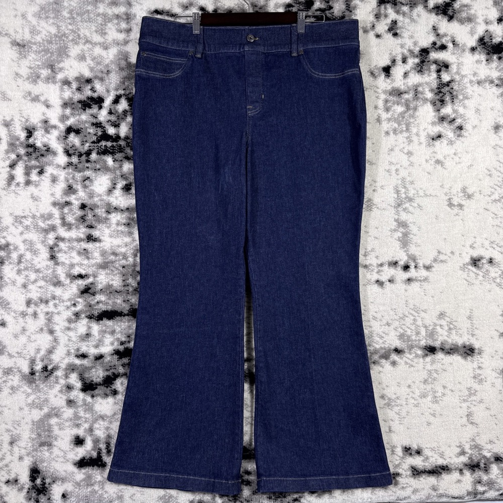 Spanx High Rise Flare Jeans Womens 3X Dark Wash Stretch Tummy Control Casual